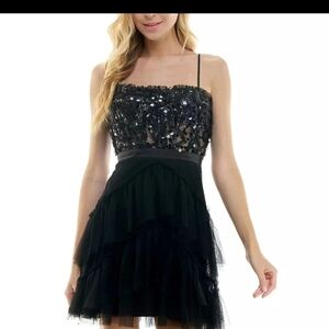 City Studio Black Sequin Mini Dress